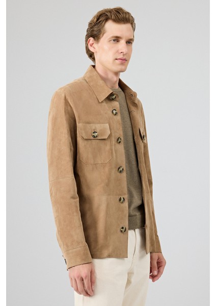 Osimhen Erkek Bej Gömlek Yaka Süet Deri Mont 25WGD657710 indirimleri