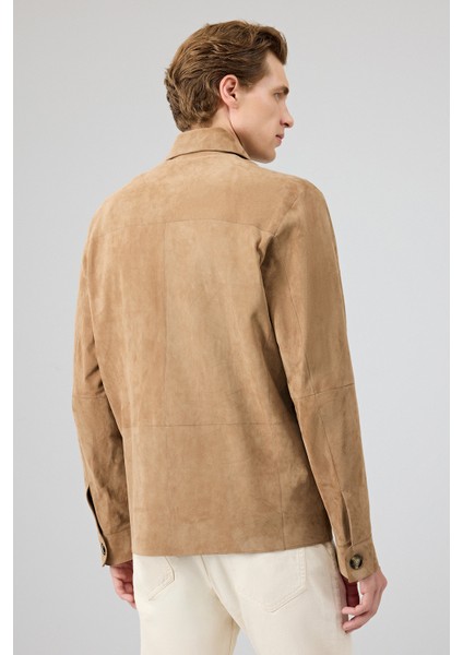 Osimhen Erkek Bej Gömlek Yaka Süet Deri Mont 25WGD657710
