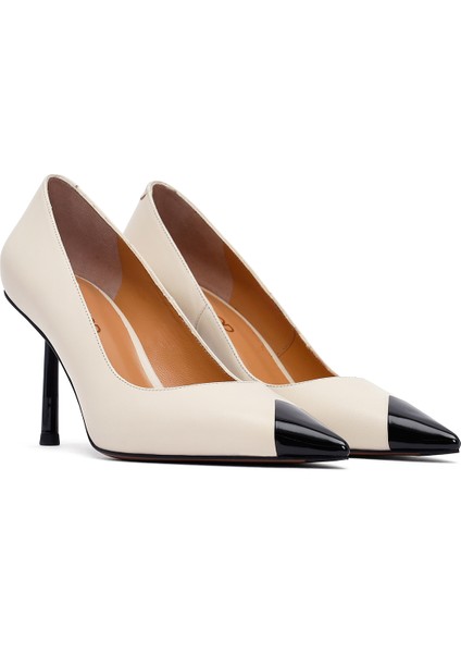 Kadın Krem Ince Topuklu Deri Stiletto 25AFD100918 modelleri