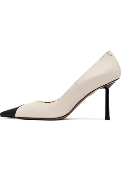 Kadın Krem Ince Topuklu Deri Stiletto 25AFD100918 fırsatları