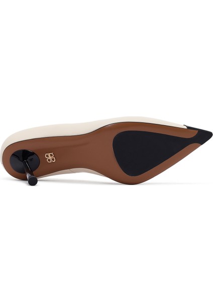 Kadın Krem Ince Topuklu Deri Stiletto 25AFD100918 indirimleri