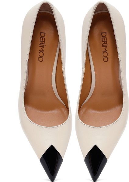 Kadın Krem Ince Topuklu Deri Stiletto 25AFD100918