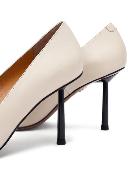 Kadın Krem Ince Topuklu Deri Stiletto 25AFD100918