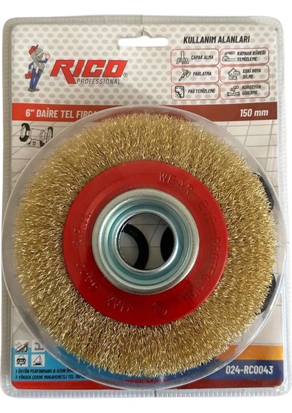 024-RC0043 Daire Çelik Tel Fırça 150 mm