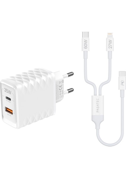 Rave Serisi Pd 35W Gan Iı Duvar Şarj Cihazı + 2’si 1 Arada Pd Kablo - Beyaz fiyatları