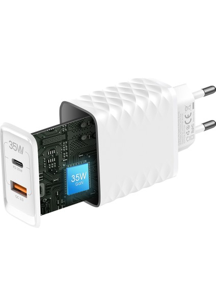 Rave Serisi Pd 35W Gan Iı Duvar Şarj Cihazı + 2’si 1 Arada Pd Kablo - Beyaz fırsatları