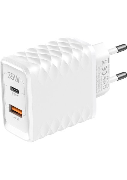 Rave Serisi Pd 35W Gan Iı Duvar Şarj Cihazı + 2’si 1 Arada Pd Kablo - Beyaz indirimleri