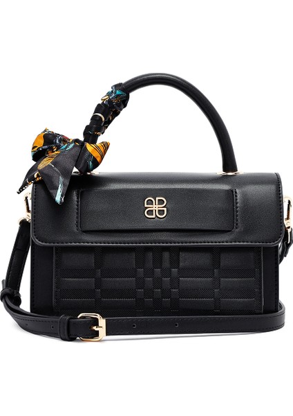 Kadın Siyah Uzun Askılı Baskılı Çapraz Çanta 25WBD282126