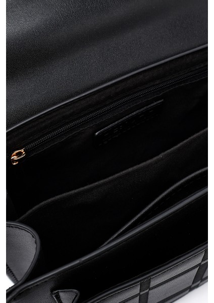 Kadın Siyah Uzun Askılı Baskılı Çapraz Çanta 25WBD282126