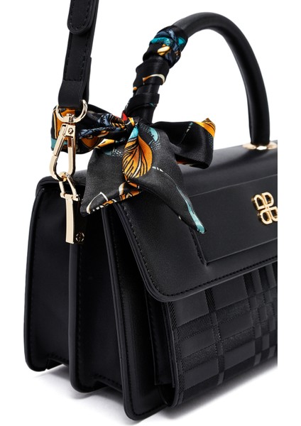 Kadın Siyah Uzun Askılı Baskılı Çapraz Çanta 25WBD282126