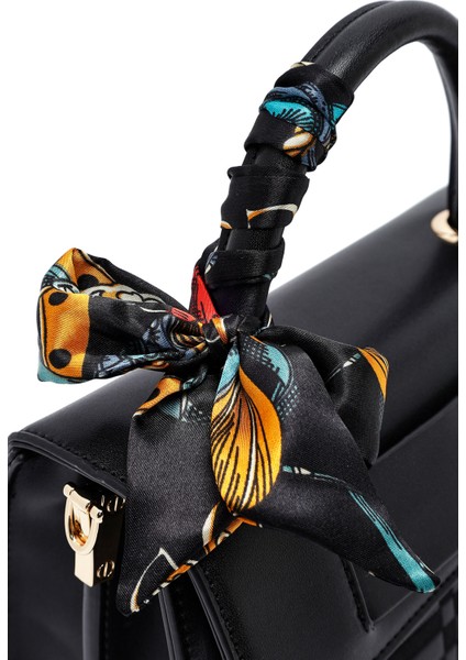 Kadın Siyah Uzun Askılı Baskılı Çapraz Çanta 25WBD282126