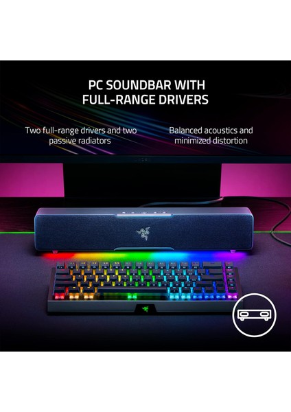 Leviathan V2 x - Pc Oyun Soundbar'ı (Tam Aralıklı Sürücüler, Kompakt Masaüstü Form Faktörü, Us modelleri