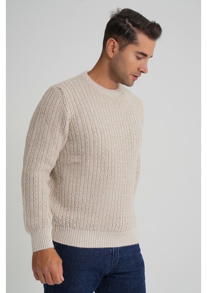 Erkek Bisiklet Yaka Selanik Saç Örgülü Yün Kazak TRIST-5352 modelleri