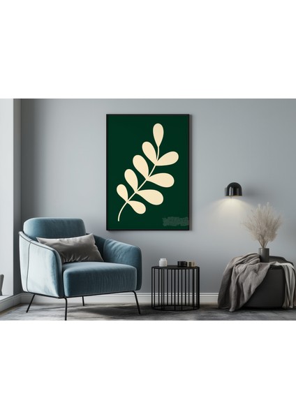 Metal Çerçeveli Gerçek Camlı Tablo, Krem Rengi Bitki Temalı Tablo, Minimalist Soyut Çiçek Tablo indirimleri