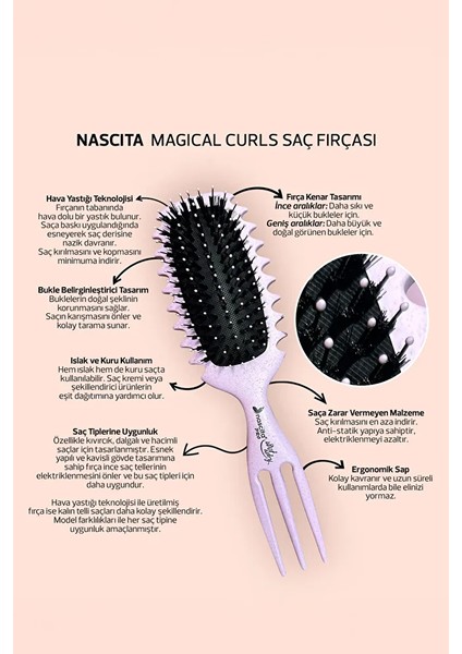 Magical Curl Saç Fırçası Yenilikçi Tasarımıyla Doğal ve Belirgin Bukleler İçin 53 mm'lik Plastik Fırça modelleri