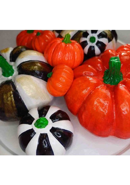 Taş Balkabağı Tabağı - Oval Sunum Tabağı ve 7 Boy Balkabağı - El Yapımı Biblo modelleri