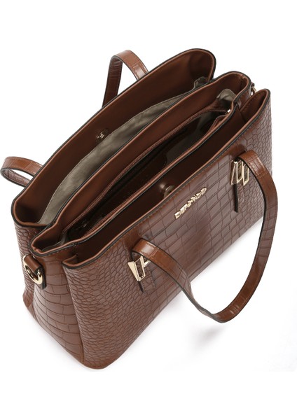 Kadın Taba Uzun Askılı Kroko Omuz Çantası 25WBD2842E3