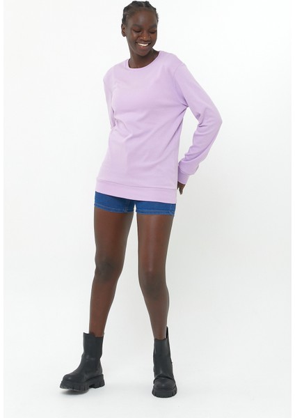 Süperlife Kadın Bisiklet Yaka Regular Fit Sweatshirt SPR21K17 fırsatları