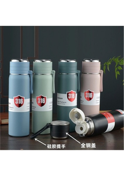 Paslanmaz Çelik Matara Termos Su Şişesi 500 ml Vakumlu Kapak - Mavi indirimleri