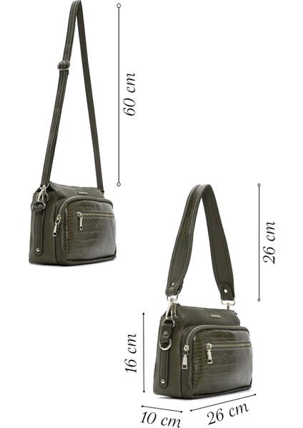 Kadın Haki Uzun Askılı Kroko Çapraz Çanta 25WBD2111E3 fiyatları