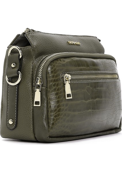 Kadın Haki Uzun Askılı Kroko Çapraz Çanta 25WBD2111E3