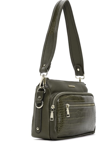 Kadın Haki Uzun Askılı Kroko Çapraz Çanta 25WBD2111E3