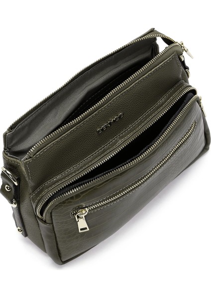 Kadın Haki Uzun Askılı Kroko Çapraz Çanta 25WBD2111E3