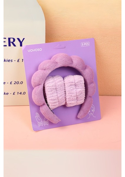 Bulut Saç Bantı ve Bilek Bantı Seti Mor