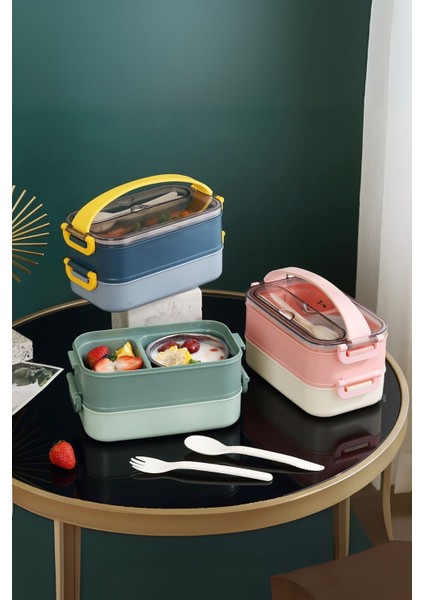 Içi Çelik 2 Katlı Saklama Kabı 1500 ml XC-465