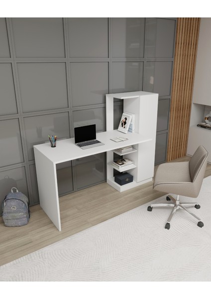 Yağız Dolaplı Raflı Çalışma Bilgisayar Masası, Beyaz - Yağız modelleri