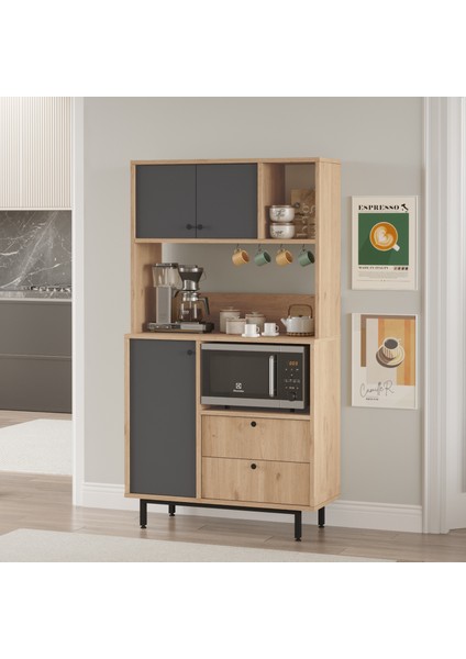Latte Serisi Kahve Köşesi Çok Amaçlı Dolap Mutfak Dolabı Sepet-Antrasit Lat3-Sa indirimleri