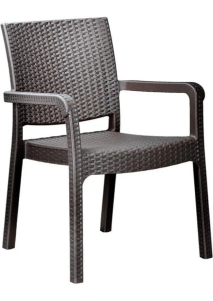 🌿 Şık Troya Rattan Kollu Sandalye (2 Adet) + Rattan Sehpa Seti modelleri