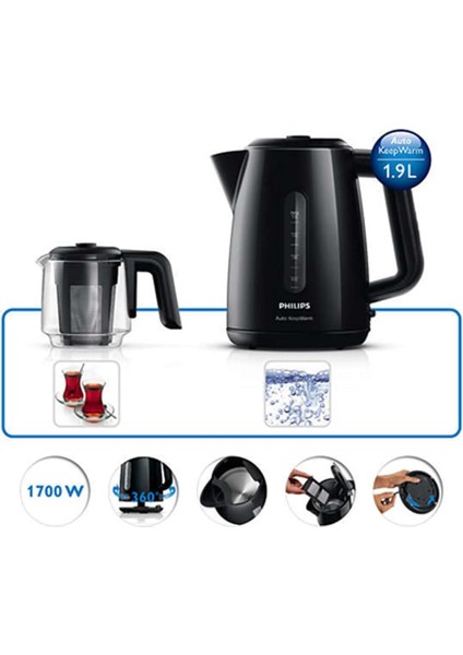 Daily Collection Çay Makinesi, 1700W, 1,9l Su Isıtıcısı, Otomatik Sıcak Tutma, Cam Demlik, H indirimleri