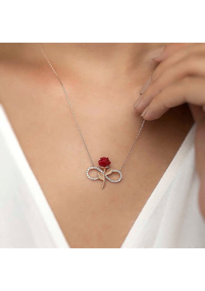 925 Ayar Gümüş Rose Sonsuz Gül Kadın Gümüş Kolye (BC-77EE2F) fiyatları