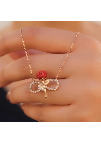 925 Ayar Gümüş Rose Sonsuz Gül Kadın Gümüş Kolye (BC-77EE2F) indirimleri