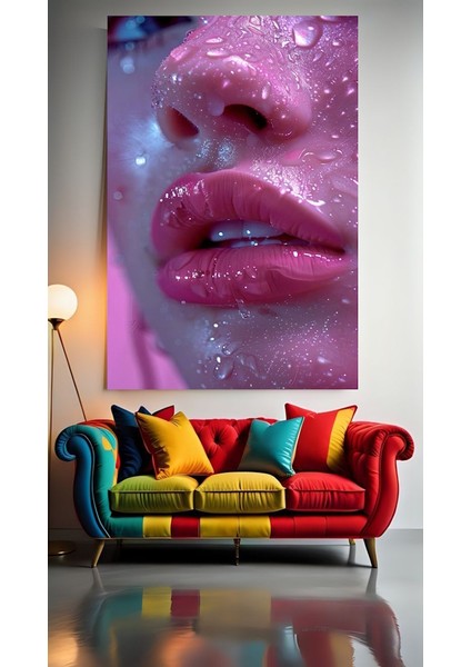 Realistik Dudaklar V1 Ev Duvar Salon Güzellik Salonu Ofis Dükkan Dekarasyon Kanvas Tablo