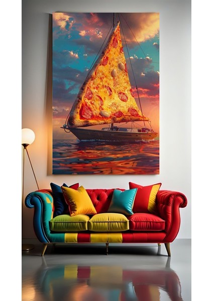 Pizza Yelkenlisi Ev Duvar Salon Güzellik Salonu Ofis Dükkan Dekarasyon Kanvas Tablo