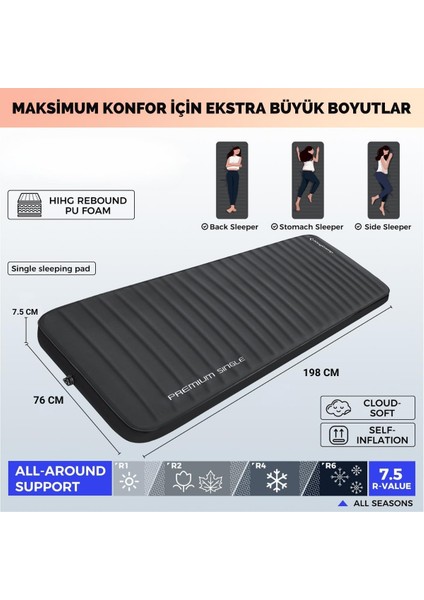 Premium Single Şişme Mat R-Değeri 7.5 fırsatları
