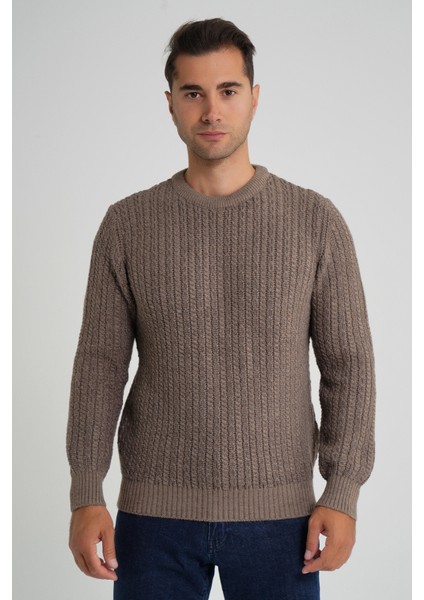 Erkek Bisiklet Yaka Selanik Saç Örgülü Yün Kazak TRIST-5352