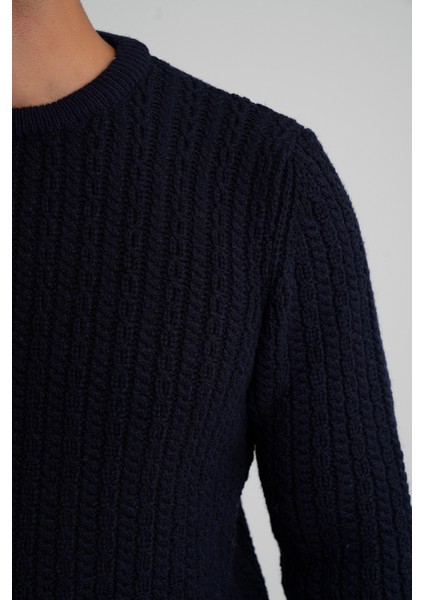 Erkek Bisiklet Yaka Selanik Saç Örgülü Yün Kazak TRIST-5352