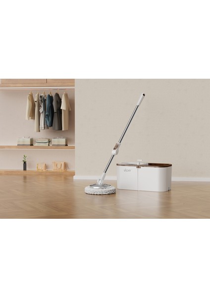 Vıchy 360° Döner Mop Temizlik Seti | Kolay Sıkma Kova, Mikrofiber Mop (Yedek Mop Hediyeli) VCH-6674 X1 fiyatları