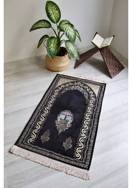 Çeyizlik Astarlı Lüks Seccade Hediyelik S1019 Siyah modelleri