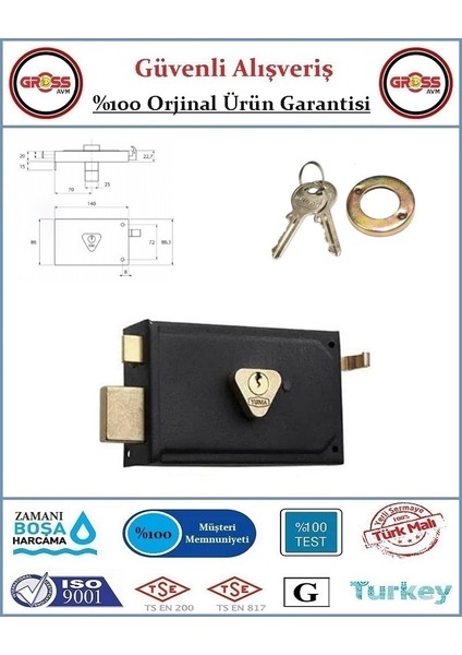 Dıştan Takma Silindirli Tirajlı Kapı Kilidi - Karşılıksız