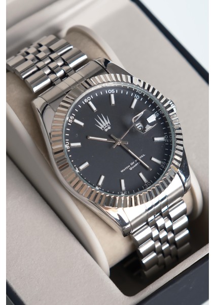 Crest Line Silver Siyah Kol Saati