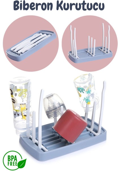 Katlanabilir Biberon ve Mama Kabı Kurutucu, Pratik ve Renkli Mavi Tasarım