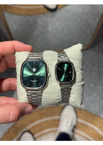 Çift Saati Classic Time Silver Yeşil Kol Saati