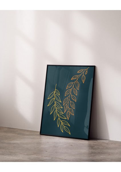 Metal Çerçeveli Gerçek Camlı Tablo, Sarı ve Turuncu Bitki Temalı Tablo, Minimalist Soyut Çiçek Tablo modelleri