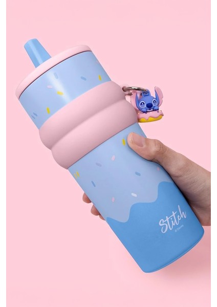 Disney Lilo&stitch Lisanslı Çift Cidarlı Pipetli Çelik Matara 800 ml (Stitch)