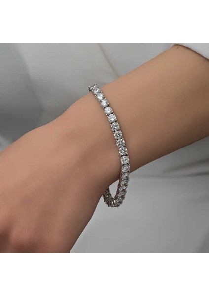 Gümüş 2.5 mm Beyaz Taşlı Su Yolu Kadın Bileklik (BC-50716C) fiyatları