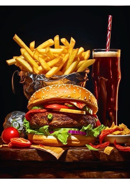 Fast Food Menü Ev Duvar Salon Güzellik Salonu Ofis Dükkan Dekarasyon Kanvas Tablo fiyatları